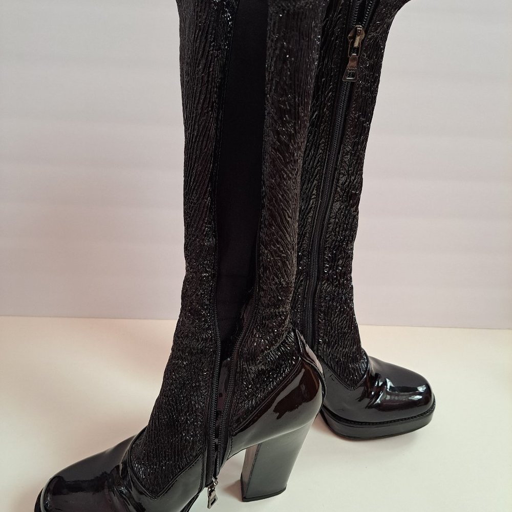 Prada Women's Black Leather Long Boots Size 36.5 - Picture 14 of 16